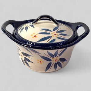 Temp-tations Blue Old World Round 16 oz. Handled Covered Casserole